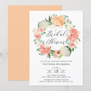 Convites Rosas de pêssego e Chá de panela de excursão Hy