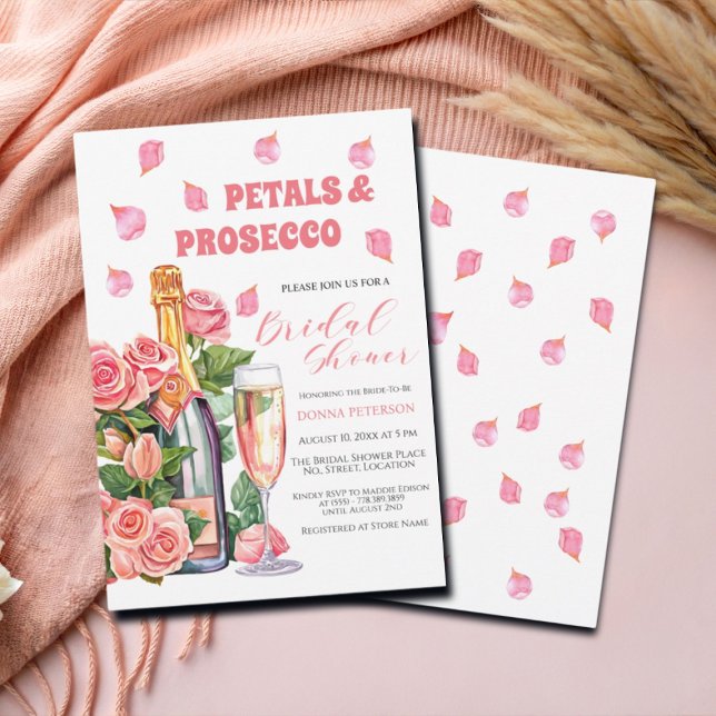 Convites Rosas de Petais e de Garrafas Prosecco (Criador carregado)