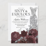 Convites Rosas de Prata Burgundy 60ª Festa de aniversário<br><div class="desc">Rosas Silver Dress Burgundy 60º Convite de aniversário Ver coleção correspondente em Niche e Nest Store Muitos obrigados</div>