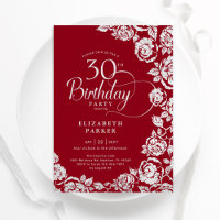 Rosas de Prata Vermelha Elegante aniversário de 30