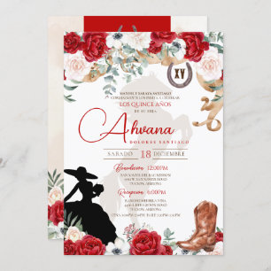 Convites Rosas de Quinceanera Anemone Rico Charra/Cowgirl