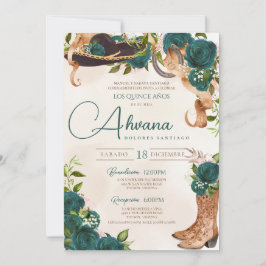 Convites Rosas de Quinceanera Vintage Charro Ocidental