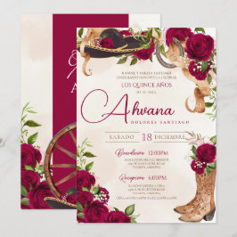 Convites Rosas de Quinceanera Vintage Charro Ocidental
