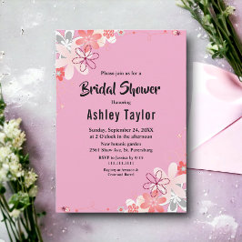 Convites Rosas de Sangue Rosa Blush Chá de panela Floral de