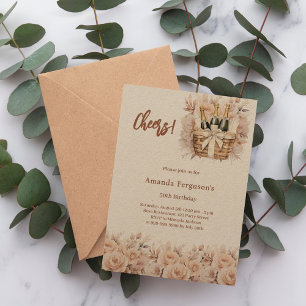 Convites Rosas de torta florais beige artesanato aniversári