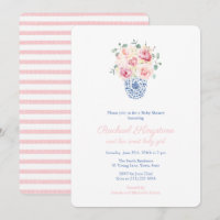 Rosas De Verão Chá de fraldas Azul E Garota Branca