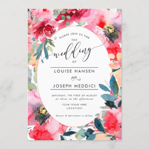 Convites Rosas De Verão De Flores De Água, Casamento De B