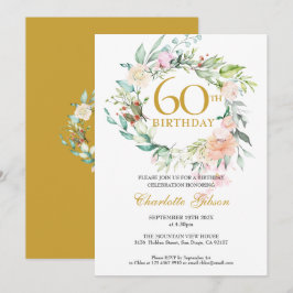 Convites Rosas de Verão Doce Garland Monograma 60º Aniversá