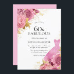 Convites Rosas de vestimenta Dourada rosa 60ª Festa de aniv<br><div class="desc">Rosas de vestir de Sparkle rosa Dourado 60º Convite de aniversário Mais elegantes designs florais em nossa loja! Consulte a coleção correspondente em nossa loja</div>