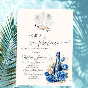 Convites Rosas de Vinho Azul Conchas Pérolas & Prosecco