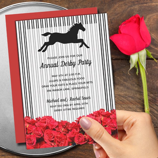 Convites Rosas Derby Horse (Order INSTANT DOWNLOAD to send digitally or PRINTED invitations to mail or both!)