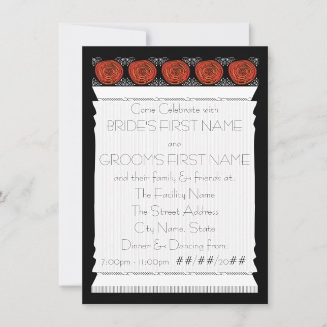 Convites Rosas Descodificados (A Recepção de casamento) (Frente)
