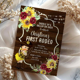 Convites Rosas do Girassol Ocidental Cowgirl Primeiro Anive
