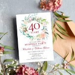 Convites Rosas do Partido Surpresa Garland 40º Aniversário<br><div class="desc">Apresentando uma delicada cor d'água verde-verde-verde-verde-terra, este convite de 40 anos de casamento para a festa de surpresa botânica chic pode ser personalizado com sua informação especial de aniversário de rubis. O reverso apresenta uma garland floral correspondente que enquadra as datas de aniversário em um texto branco elegante sobre um...</div>