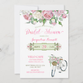 Convites Rosas do rosa da cesta da bicicleta do vintage do