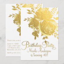 Rosas Douradas Falso Folheado Floral Elegante Fest