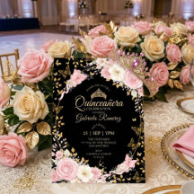 Rosas Douradas Rosa e Preto Quinceañera