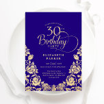 Convites Rosas Dourados aniversário de 30 anos púrpura<br><div class="desc">Convite de festas aniversário de 30 anos elegante de ouro roxo. Design clássico com rosas, folha de ouro falsa e letra de script de tipografia. A Trendy convida o cartão perfeito para uma festa de na moda. Personalize com seus próprios detalhes. Pode ser personalizado para qualquer idade. Impressos convites Zazzle...</div>