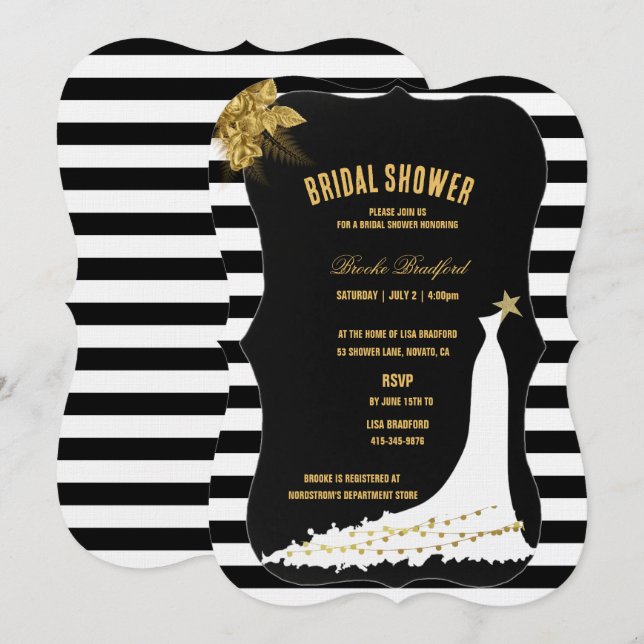 Convites Rosas Dourados Art Deco, Placa Chá de panela Strip (Frente/Verso)