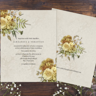Convites Rosas Dourados Boho Vintage e Casamento tema damas