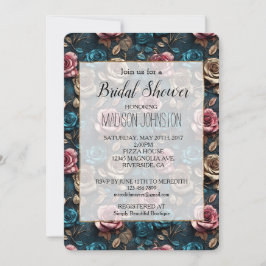 Convites Rosas Dourados de Champanhe de Aqua Rosa Girly