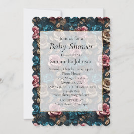 Convites Rosas Dourados de Champanhe de Aqua Rosa Girly