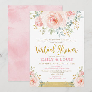 Convites Rosas Dourados Rosa-Luminosas para Chás de fralda