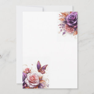Convites Rosas e Borboleta Casamento em Branco