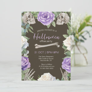 Convites Rosas e crânios anuais do Halloween Office Party