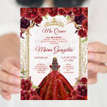 Convites Rosas e Garota Carra Mis Quince<br><div class="desc">Burgundy Rosas & Dress Girl Charra Mis Quince Convite Mis Quince Anos,  15 Birthday</div>