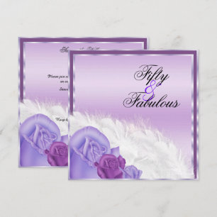 Convites Rosas e Penas Clássicas Elegantes Fabuloso 50