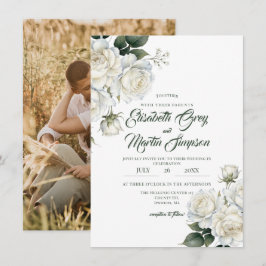 Convites Rosas Elegante Casamento Floral Sage