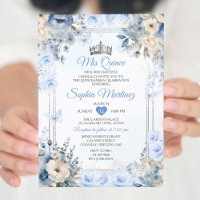 Rosas Elegante de Prata e Azul Dusty MIS QUINCE
