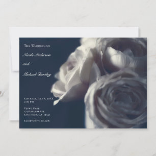 Convites Rosas Elegantes Casamento Shabby Chic Azul Mal-hum