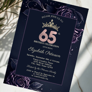 Convites Rosas Elegantes Dark Gothic 65º Aniversário