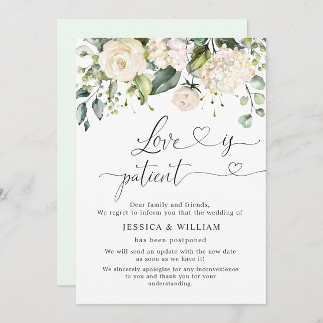 Convites Rosas Elegantes de Hydrangea Rosa Adiados (Frente/Verso)