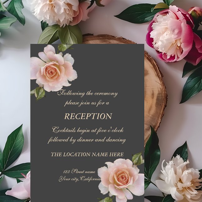 Convites Rosas Elegantes e Chiques, Recepção de Casamento F (Criador carregado)