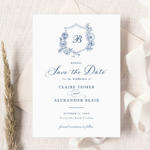 Convites Rosas Elegantes Florais Monograma de Crest Salvar