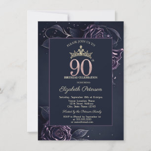 Convites Rosas Elegantes Sombrio Gótico Aniversário de 90 a