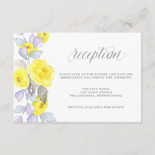 Convites Rosas em Aquarela Amarelo Roxo e Cinza Recepção