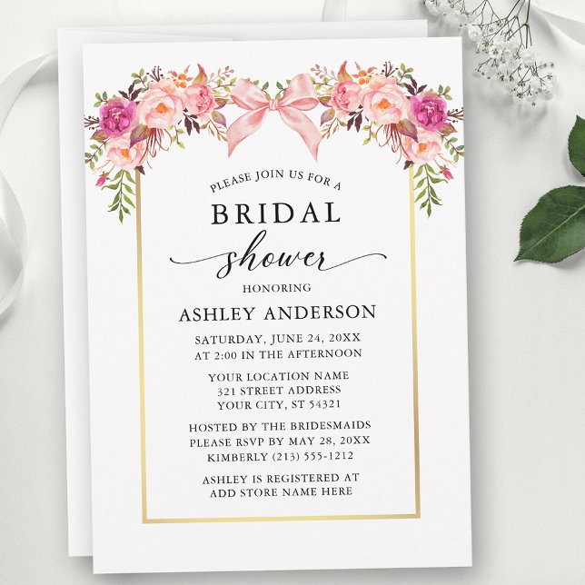 Convites Rosas em Aquarela Arco de Casamento Rosa (Customize to add text to back of card.)