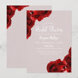 Convites Rosas em Aquarela Bege Rosa Água Bridal Shower