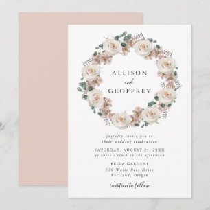 Convites Rosas em Aquarela e Coroa Floral de Orquídeas Casa