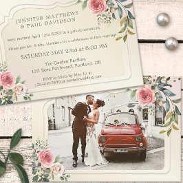 Convites Rosas em Aquarela Foto Festa Pós Casamento