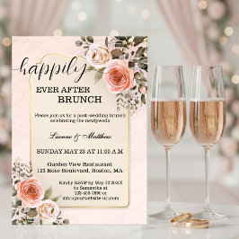 Convites Rosas em Aquarela Pastel Brunch de Casamento