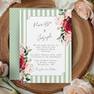 Convites Rosas em Aquarela Preppy Chic Casamento Primavera 