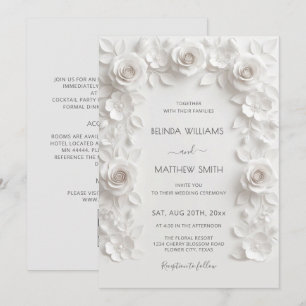 Convites Rosas em Relevo Falso Branco Quadro Tudo-em-Um