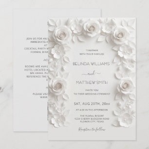 Convites Rosas em Relevo Falso Branco Quadro Tudo-em-Um