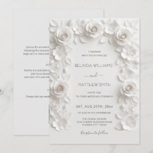 Convites Rosas em Relevo Falso Branco Quadro Tudo-em-Um