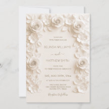 Rosas em Relevo Falso de Marfim Quadro Casamento